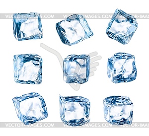 Кубики льда, реалистичные хрустальные блоки льда - стоковый клипарт