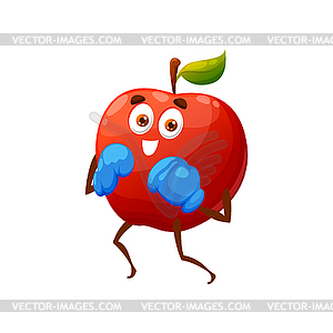 Apple in boxing gloves fruit box sport workout - vector image