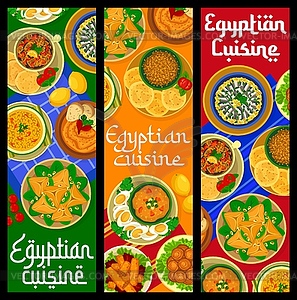 Egyptian cuisine restaurant food banners - royalty-free vector clipart