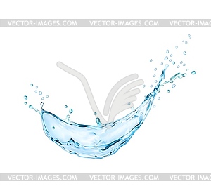 Transparent blue water wave swirl realistic splash - vector clip art