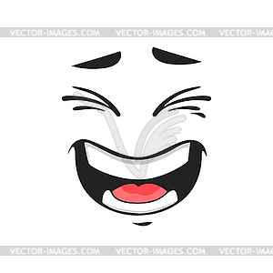 Cartoon laughing face, happy emoji, laugh - vector clipart