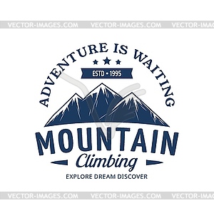 Mountain climbing icon, expedition - vector clipart