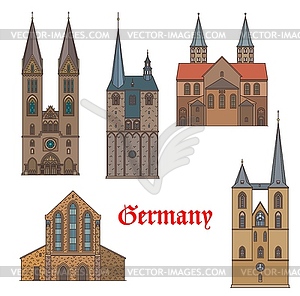 Germany architecture cathedrals of Quedlinburg - vector image