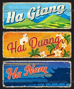 Ha Giang, Hai Duong and Ha Nam vietnamese regions - vector image