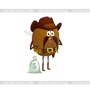 Cartoon cowboy, sheriff, bandit and ranger kiwi - vector clip art