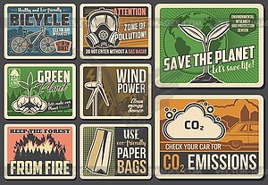 Ecological retro posters. Save planet - vector clipart