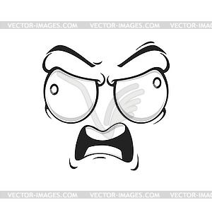 Cartoon angry face furious yelling emoji - vector clip art