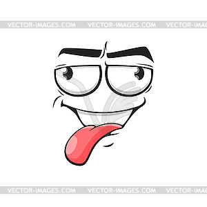 Cartoon face show pink tongue, teasing expression - vector clip art