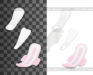 Sanitary menstrual pads, feminine hygiene napkins - vector clipart