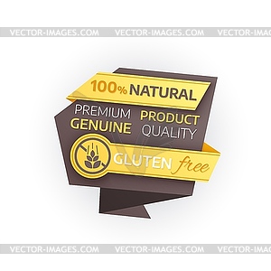 Gluten free product banner of origami paper - vector image