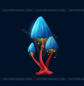 Fantasy magic mushroom with umbrella cap toadstool - vector clipart