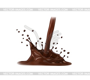 Chocolate, coffee milk, cocoa flow, crown splash - vector clip art