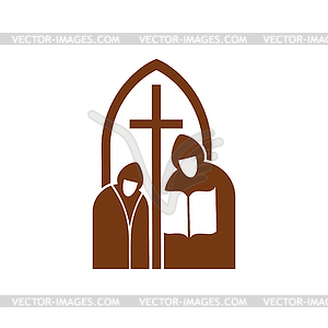 Христианство религия икона монахи или спиричуэлы - изображение векторного клипарта