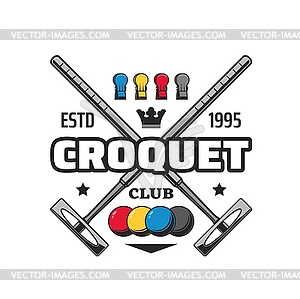 Croquet crossed mallets icon for sport game club - vector clipart