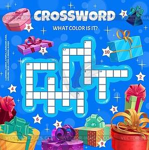 Christmas gifts and presents crossword puzzle game - vector clipart