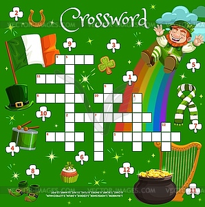 Saint Patrick crossword puzzle game quiz worksheet - vector clip art