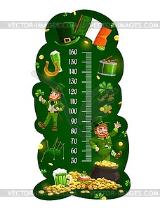 Kids height chart cartoon leprechauns growth meter - vector clipart