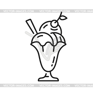 Ice cream dessert in glass bowl three gelato balls - vector clipart