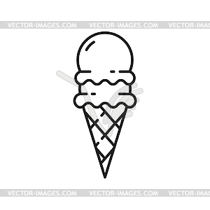 Ice cream in waffle cone, pistachio icecream icon - vector clipart