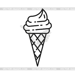 Ice cream waffle cone frozen candy outline dessert - vector clip art