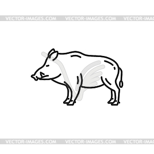 Кабан немецкий кабан тонкая линия дикая свинья - стоковое векторное изображение