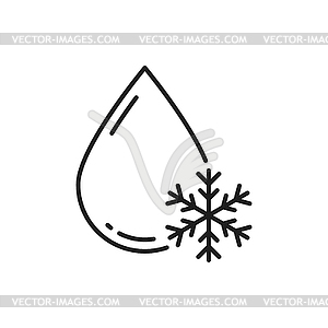 Aqua drop and snow snowflake outline icon - vector clip art