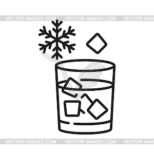 Glass with cold water and ice cubes outline sign - royalty-free vector clipart