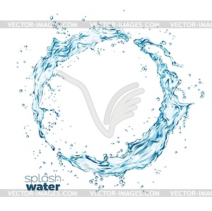 Round swirl water flow splash with wave splatters - vector image