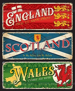 Тарелки британских регионов Англии, Шотландии, Уэльса - векторное изображение клипарта