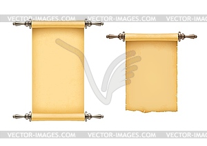 Old parchment paper scroll, papyrus manuscript - vector clipart