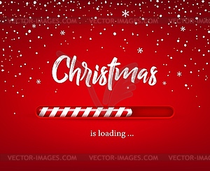 Christmas loading bar, candy cane, snow background - vector clipart