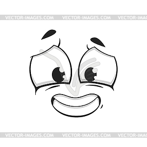 Смущенное мультипликационное лицо, виноватый улыбающийся персонаж - иллюстрация в векторе