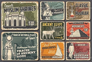 Ancient Egypt travel retro posters set - vector image