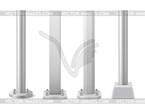 Metal steel poles and pillars realistic set - vector EPS clipart