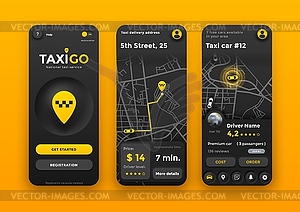 Neumorphic taxi online mobile order application - vector image