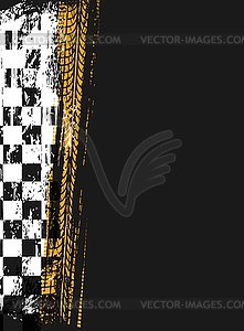 Rally sport background, grunge racing checker flag - vector clip art