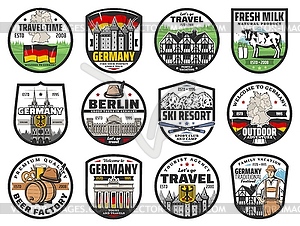 Germany travel, cuisine and culture icons - royalty-free vector image