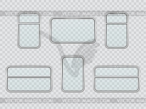 Train, railway, metro and subway realistic windows - vector clip art