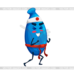 Honeyberry, cartoon character in karate stand - vector clip art