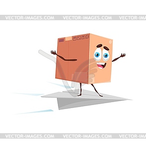 Package delivery cartoon cardboard box flying - vector clipart