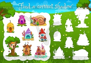 Find correct shadow kids matching game task - vector clip art