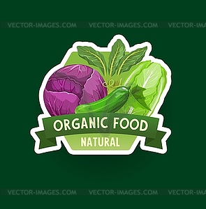 Organic farm vegetable label or icon - vector clipart