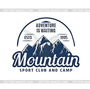 Mountain climbing club vintage icon or emblem - vector clipart