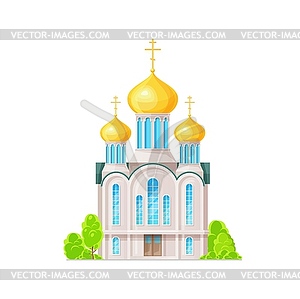 Orthodox church, temple or cathedral building icon - royalty-free vector clipart