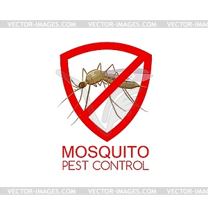 Mosquito sign with pest control insect - vector clip art