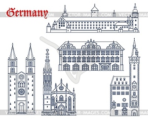 Germany, Wurzburg travel architecture, churches - vector clipart / vector image