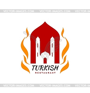 Turkish cuisine restaurant icon, kebab doner food - vector clip art