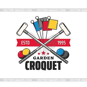 Croquet sport icon, club tournament game emblem - vector clipart / vector image