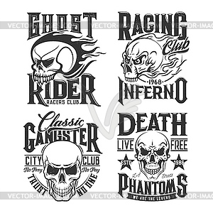 T-shirt prints with devil skull - vector clipart