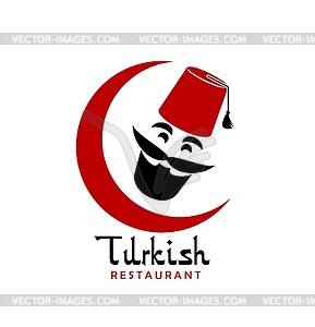 Turkish cuisine chef icon of grill food restaurant - color vector clipart